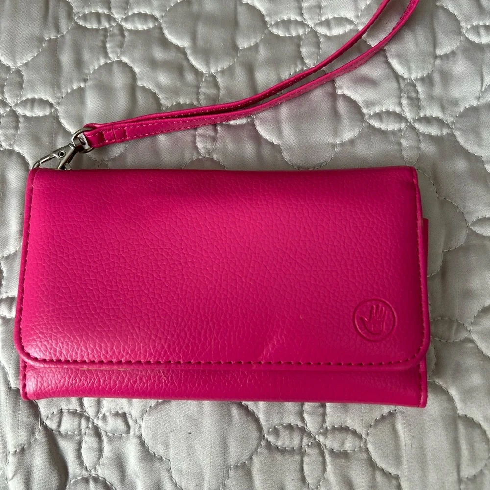 Vibrant Pink Wristlet Cell Phone Holder and Credit Cards Holder